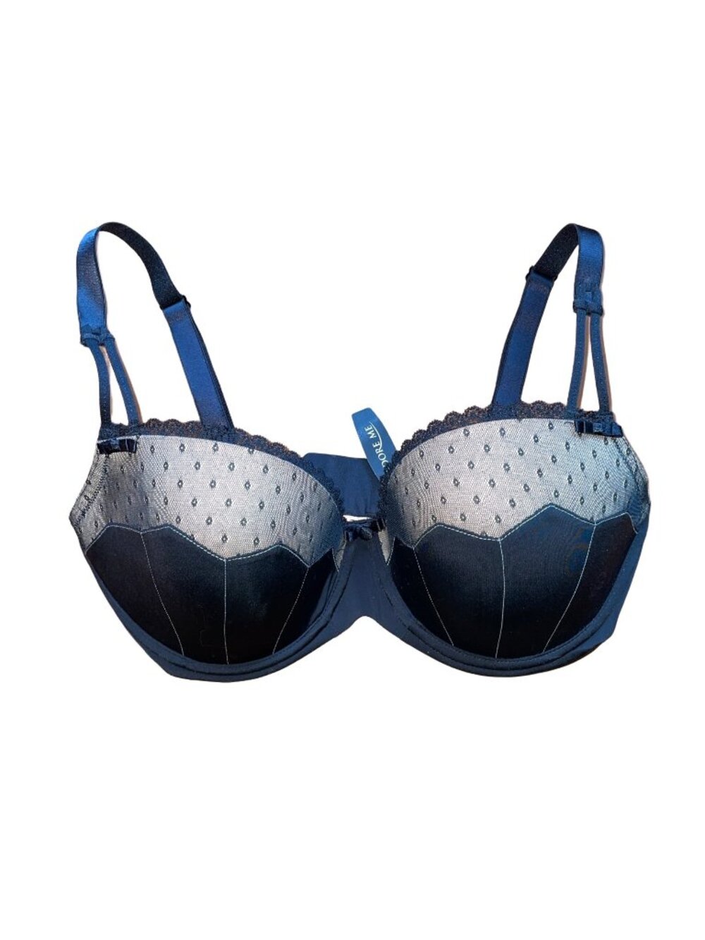 Adore Me 36DD Black Mesh & Lace Padded Bra With Adjustable Straps & Back Closure